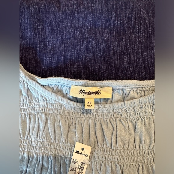 Madewell Smocked Tank Top Light Blue - Picture 5 of 7
